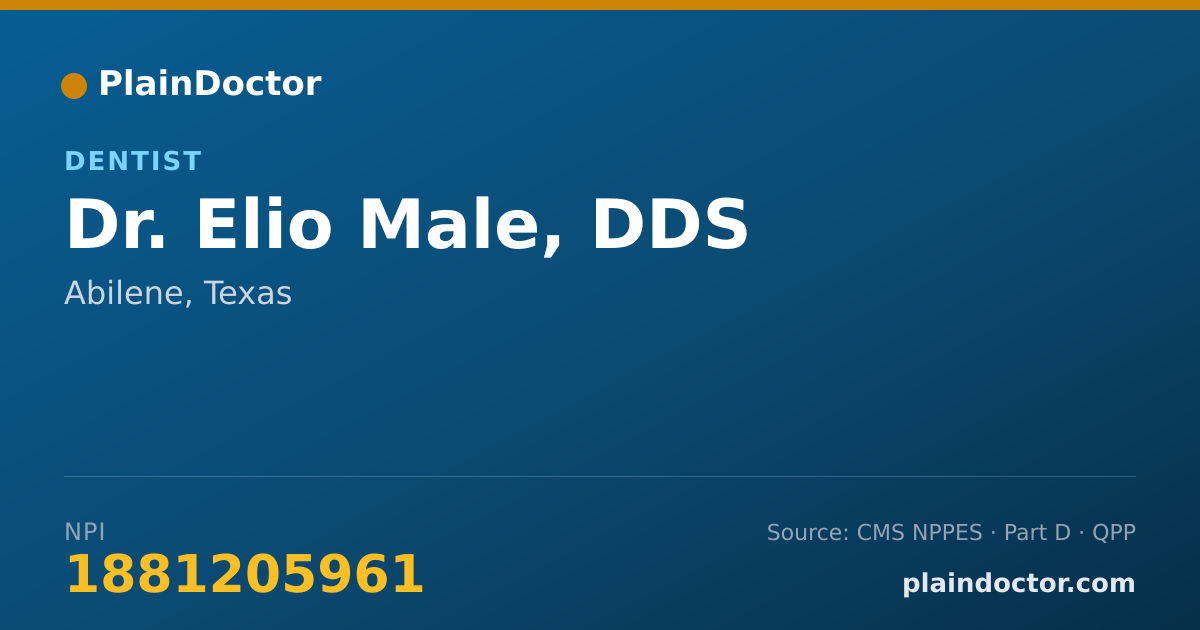 Shareable card for Elio Male, DDS - Dentist, Abilene, TX