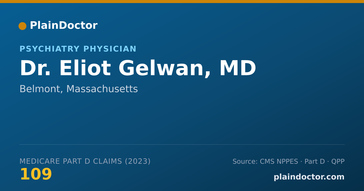 Shareable card for Eliot Gelwan, MD - Psychiatry Physician, Belmont, MA