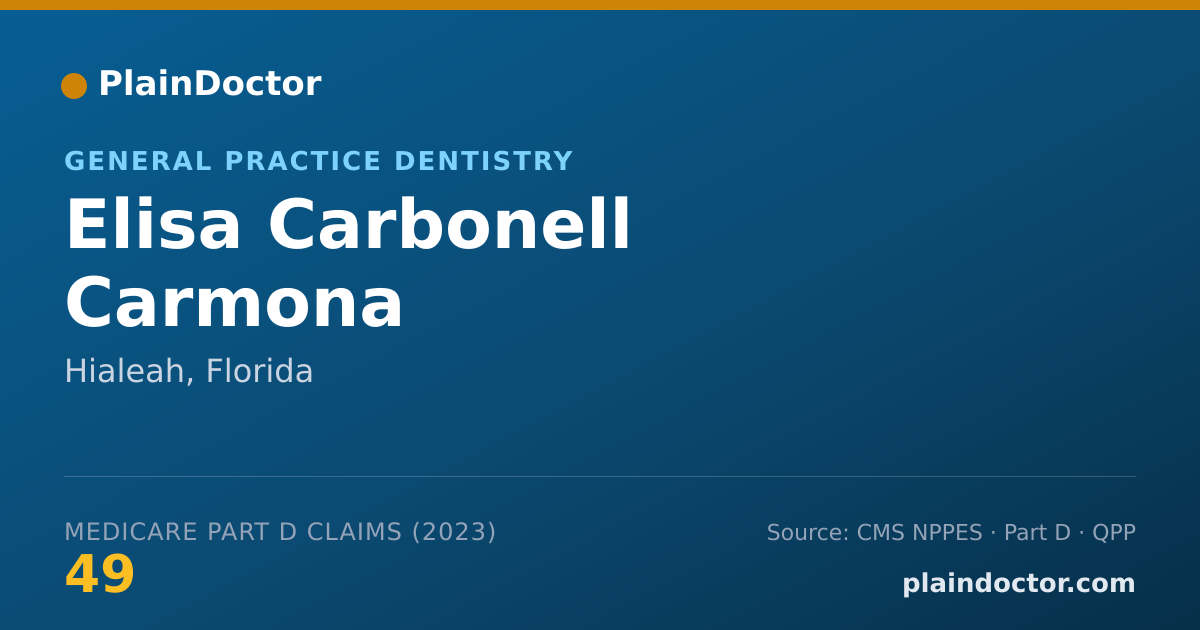 Shareable card for Elisa Carbonell Carmona - General Practice Dentistry, Hialeah, FL