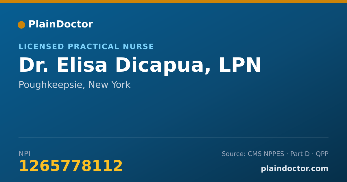 Shareable card for Elisa Dicapua, LPN - Licensed Practical Nurse, Poughkeepsie, NY