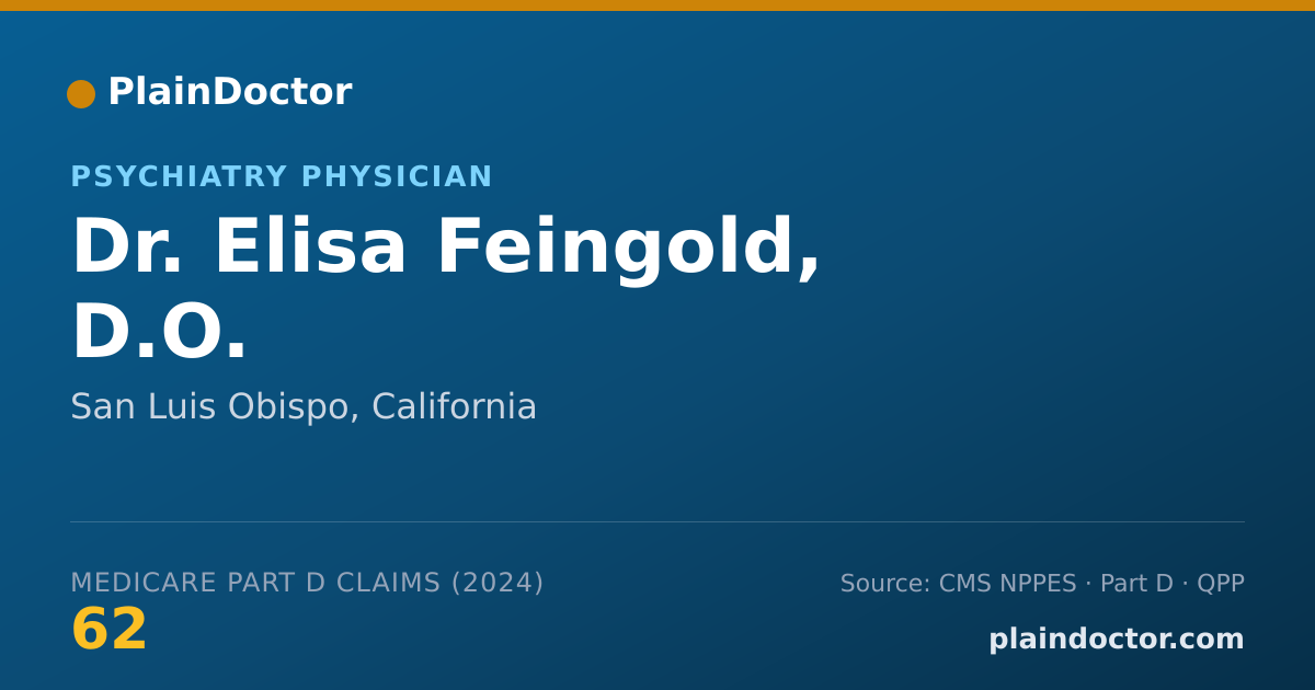 Shareable card for Elisa Feingold, D.O. - Psychiatry Physician, San Luis Obispo, CA