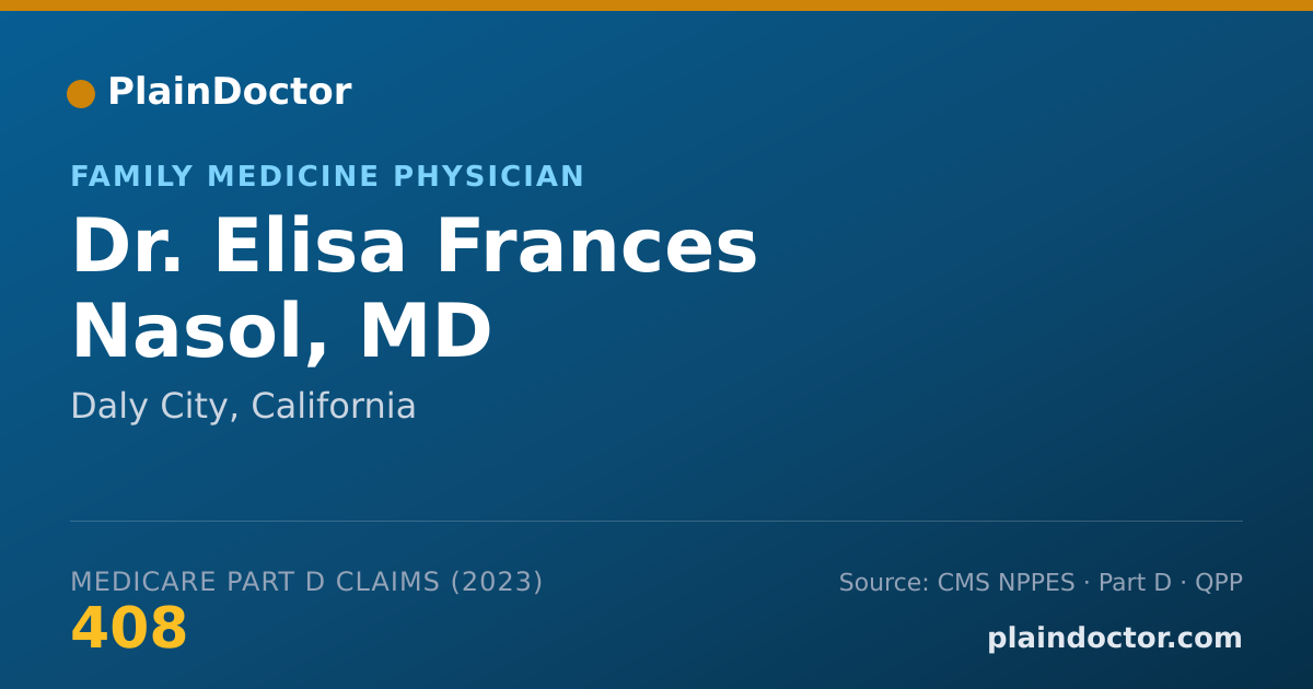 Shareable card for Elisa Frances Nasol, MD - Family Medicine Physician, Daly City, CA