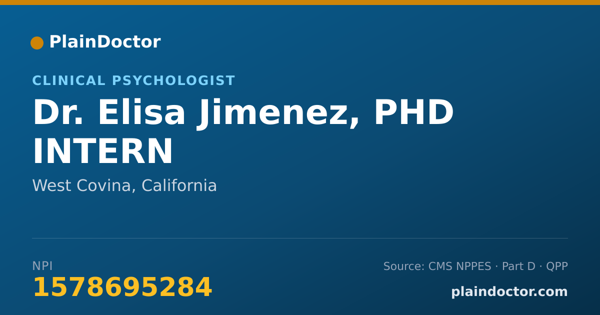 Shareable card for Elisa Jimenez, PHD INTERN - Clinical Psychologist, West Covina, CA