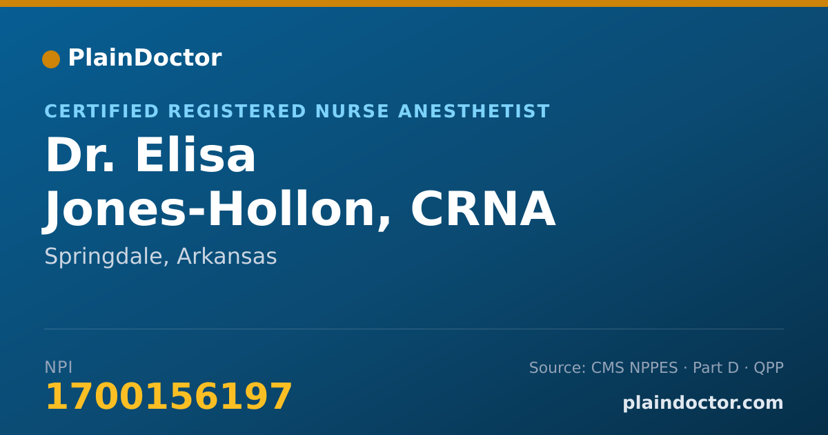 Shareable card for Elisa Jones-Hollon, CRNA - Certified Registered Nurse Anesthetist, Springdale, AR