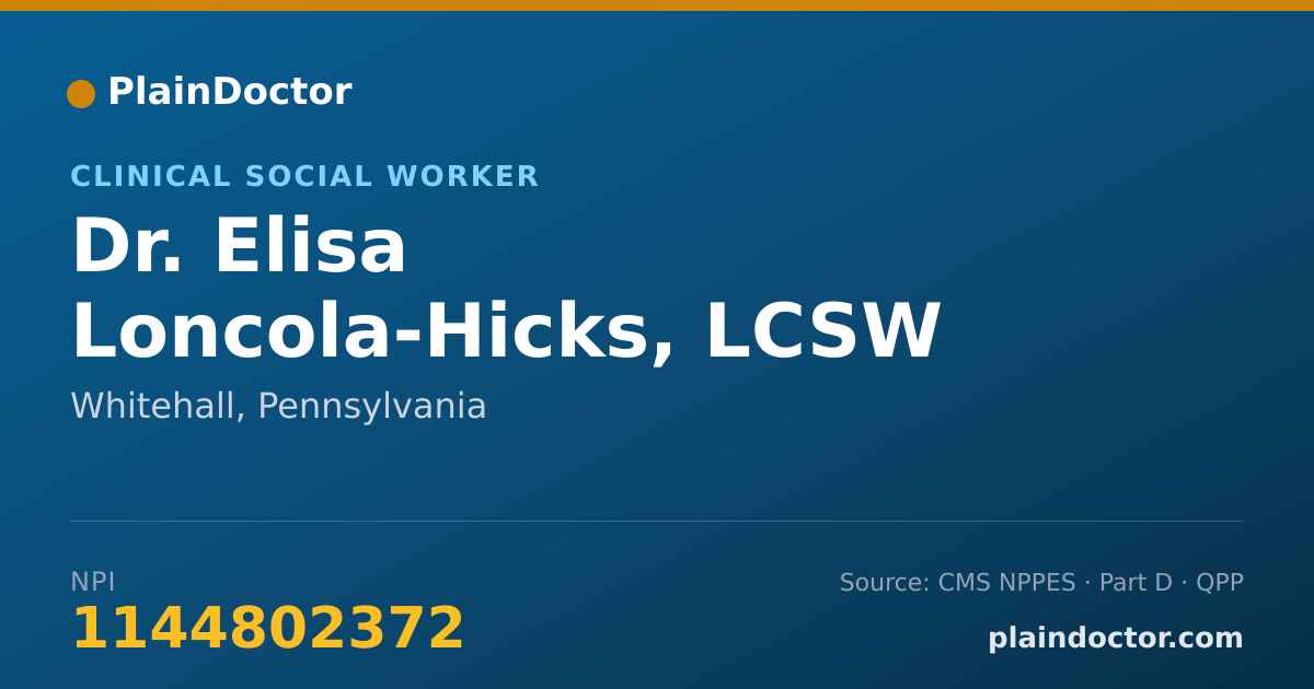 Shareable card for Elisa Loncola-Hicks, LCSW - Clinical Social Worker, Whitehall, PA