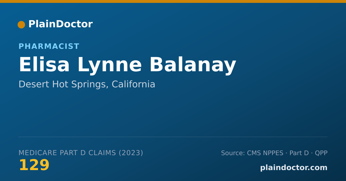 Shareable card for Elisa Lynne Balanay - Pharmacist, Desert Hot Springs, CA