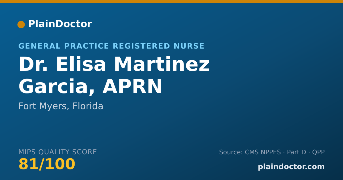 Shareable card for Elisa Martinez Garcia, APRN - General Practice Registered Nurse, Fort Myers, FL