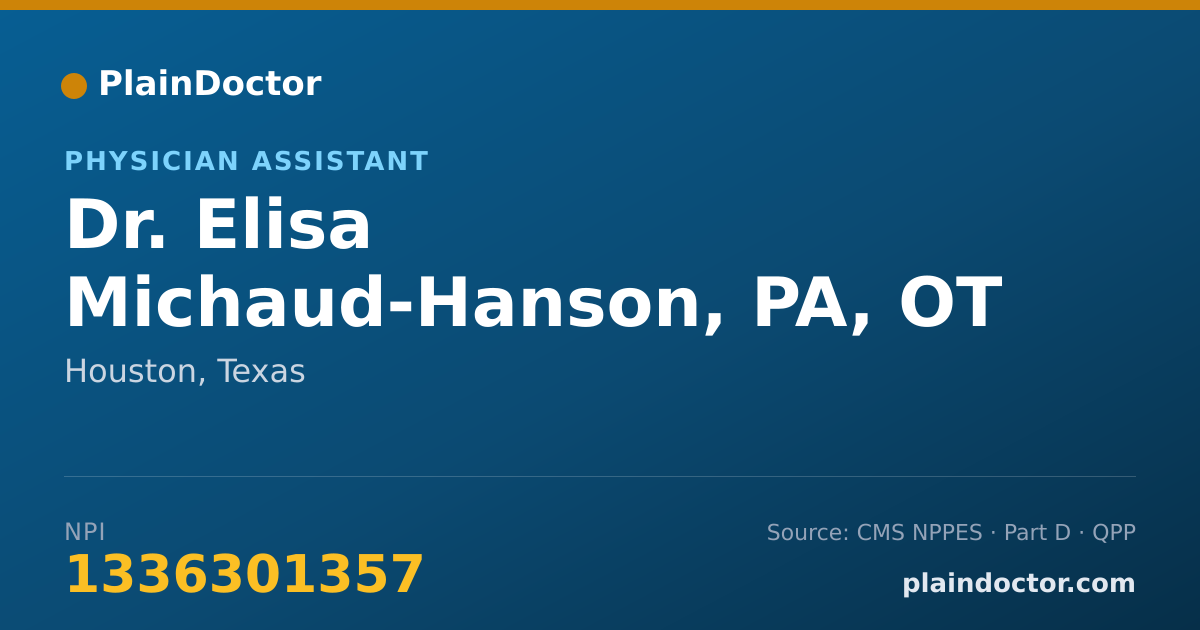 Shareable card for Elisa Michaud-Hanson, PA, OT - Physician Assistant, Houston, TX