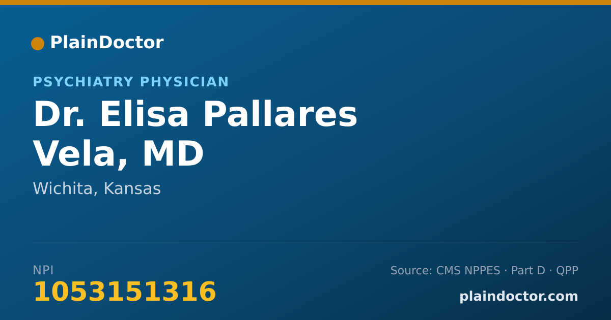 Shareable card for Elisa Pallares Vela, MD - Psychiatry Physician, Wichita, KS