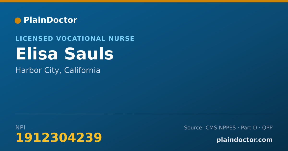 Shareable card for Elisa Sauls - Licensed Vocational Nurse, Harbor City, CA