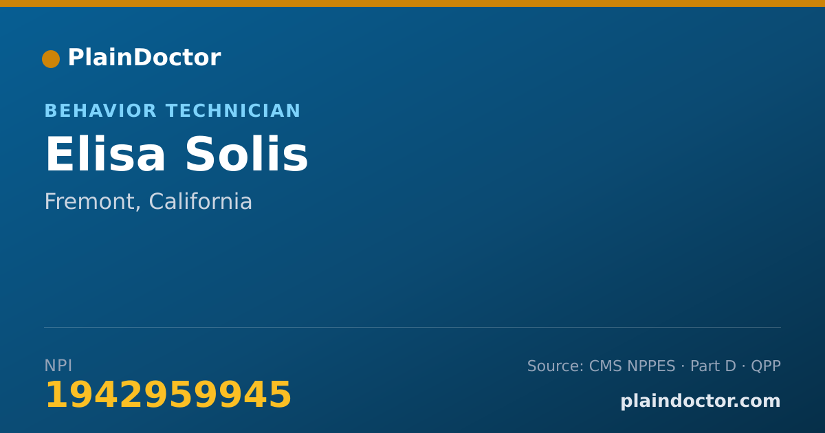 Shareable card for Elisa Solis - Behavior Technician, Fremont, CA