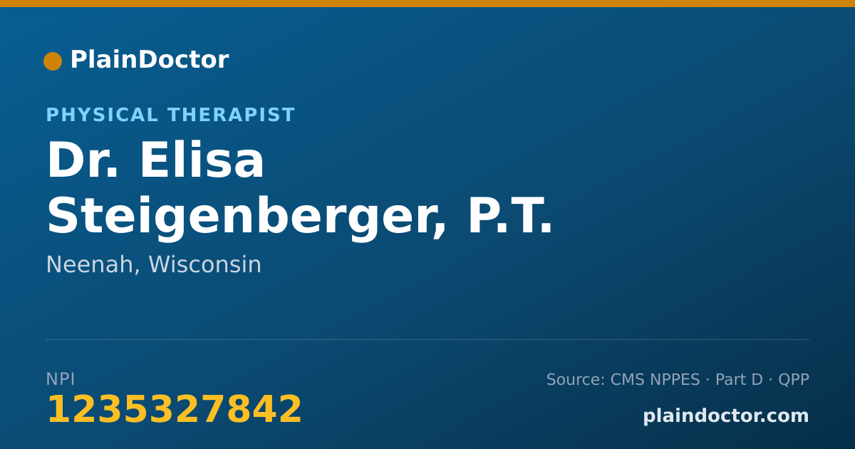 Shareable card for Elisa Steigenberger, P.T. - Physical Therapist, Neenah, WI