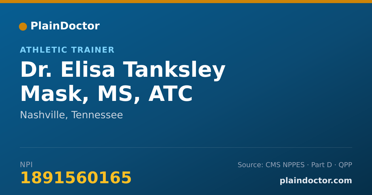 Shareable card for Elisa Tanksley Mask, MS, ATC - Athletic Trainer, Nashville, TN