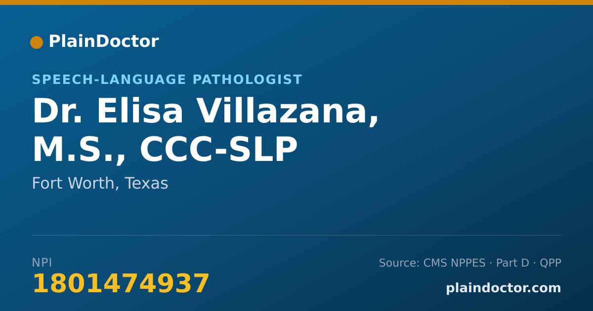 Shareable card for Elisa Villazana, M.S., CCC-SLP - Speech-Language Pathologist, Fort Worth, TX