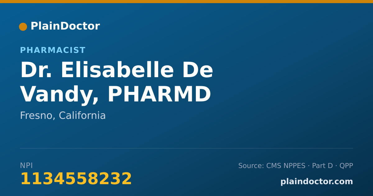 Shareable card for Elisabelle De Vandy, PHARMD - Pharmacist, Fresno, CA