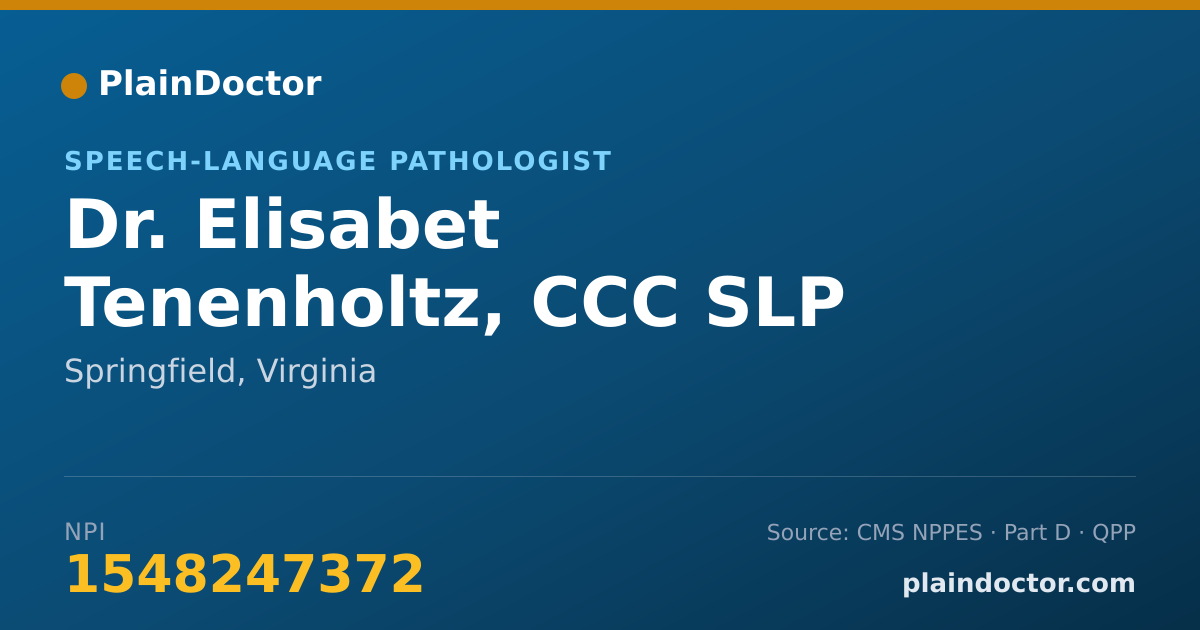 Shareable card for Elisabet Tenenholtz, CCC SLP - Speech-Language Pathologist, Springfield, VA