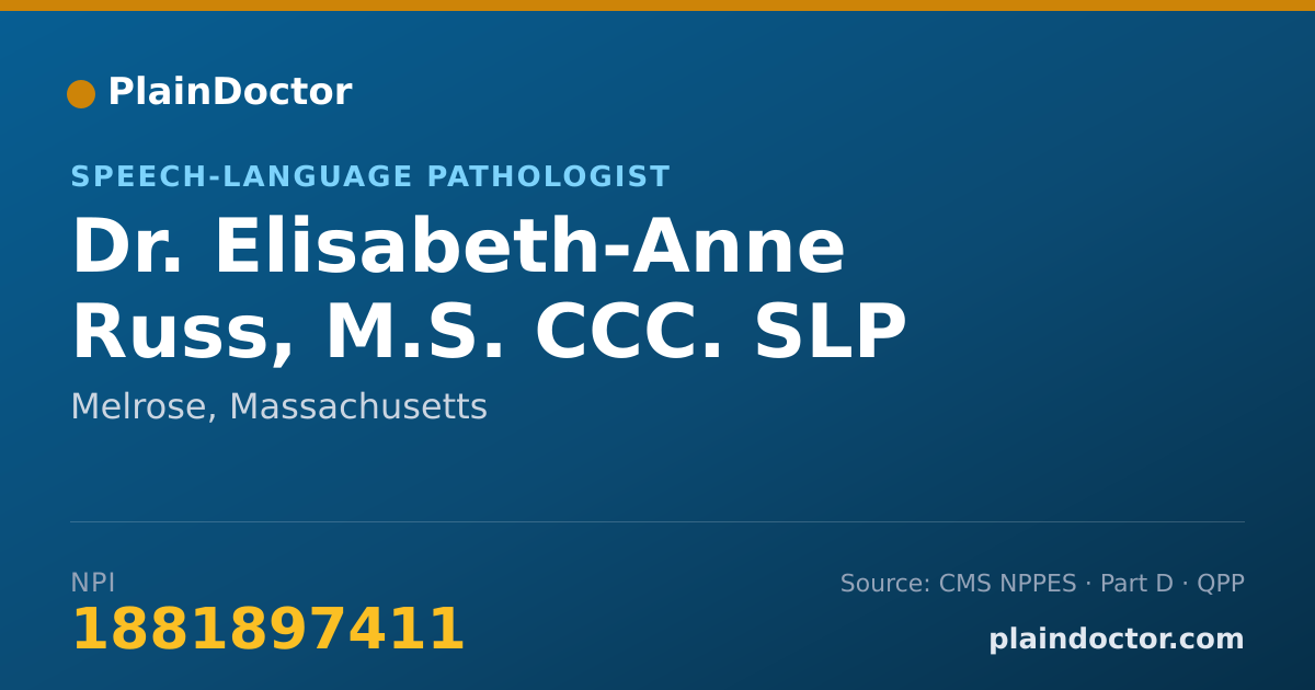 Shareable card for Elisabeth-Anne Russ, M.S. CCC. SLP - Speech-Language Pathologist, Melrose, MA