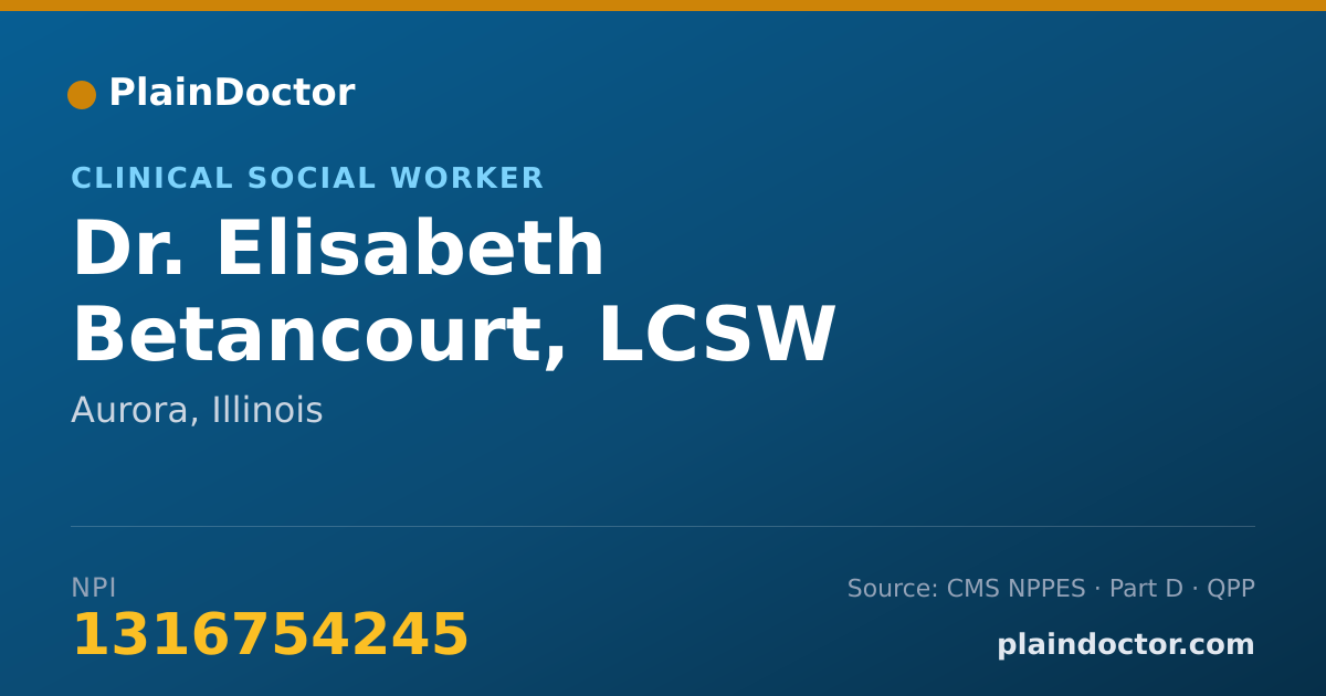 Shareable card for Elisabeth Betancourt, LCSW - Clinical Social Worker, Aurora, IL