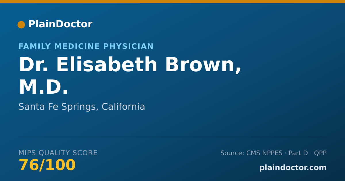 Shareable card for Elisabeth Brown, M.D. - Family Medicine Physician, Santa Fe Springs, CA