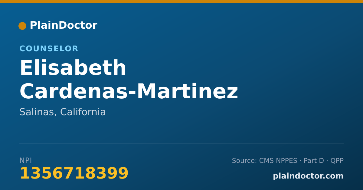 Shareable card for Elisabeth Cardenas-Martinez - Counselor, Salinas, CA