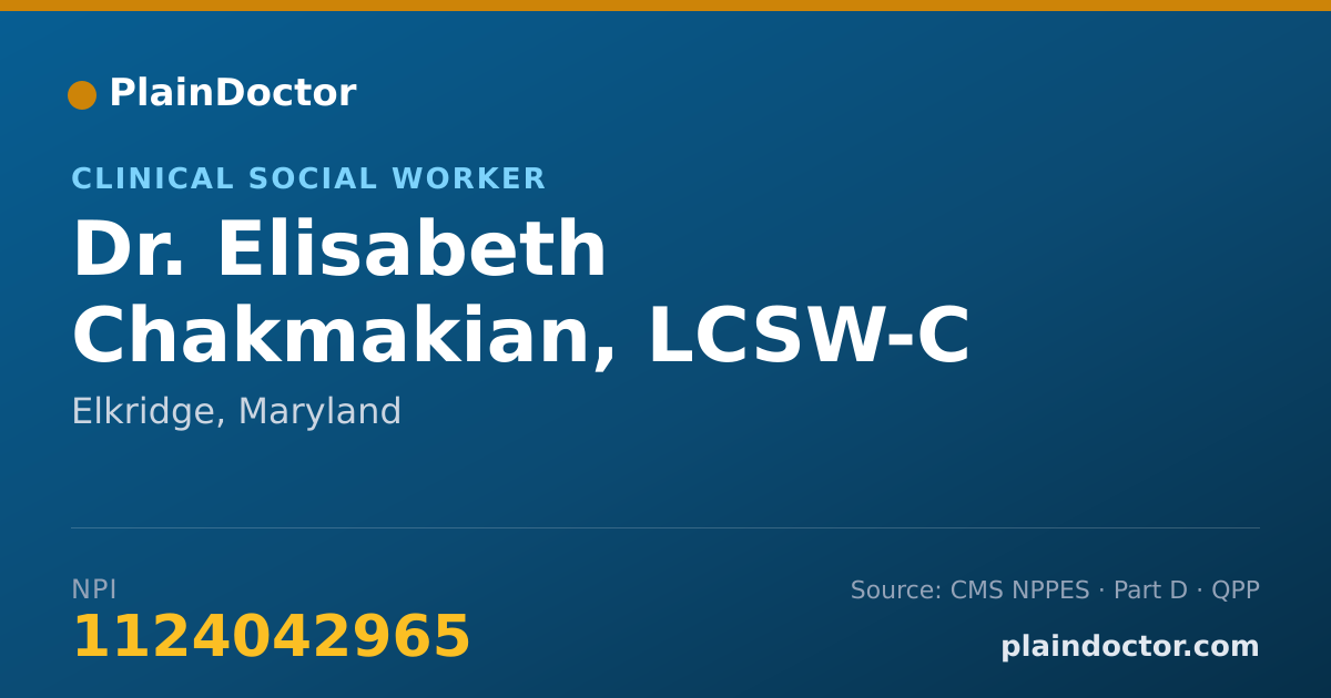 Shareable card for Elisabeth Chakmakian, LCSW-C - Clinical Social Worker, Elkridge, MD