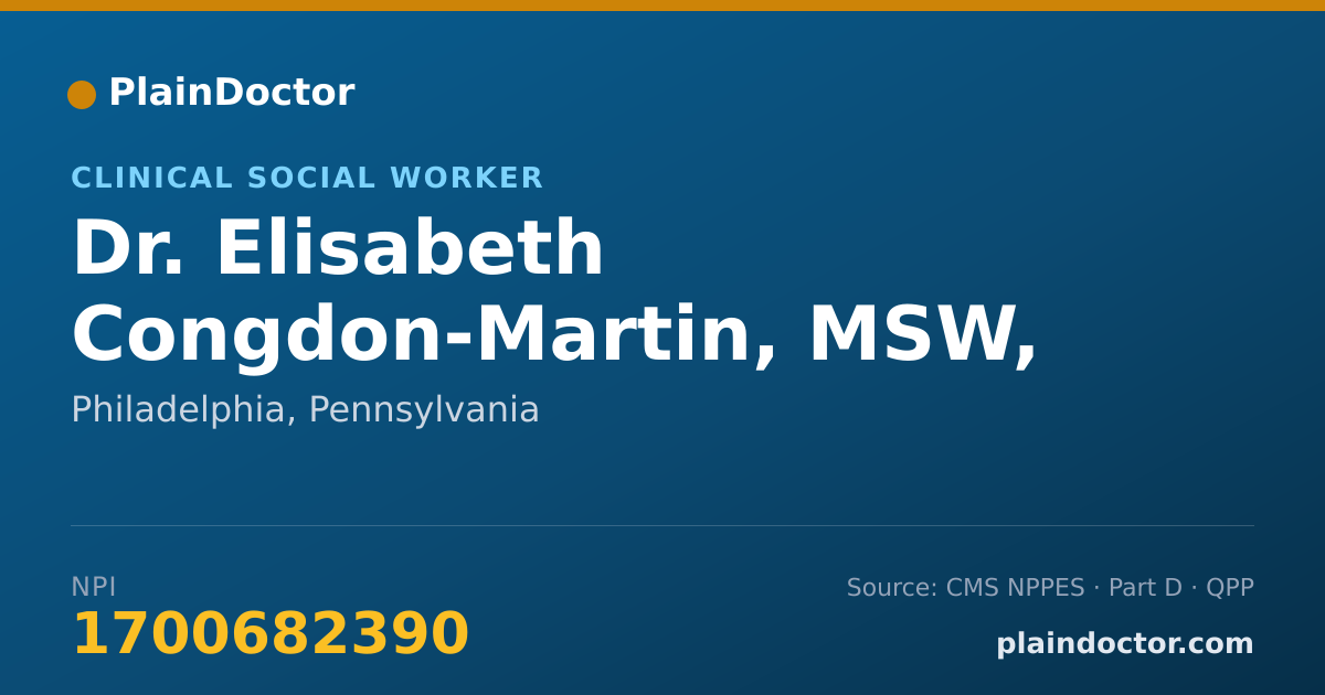Shareable card for Elisabeth Congdon-Martin, MSW, LCSW - Clinical Social Worker, Philadelphia, PA