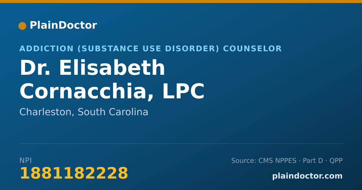 Shareable card for Elisabeth Cornacchia, LPC - Addiction (Substance Use Disorder) Counselor, Charleston, SC
