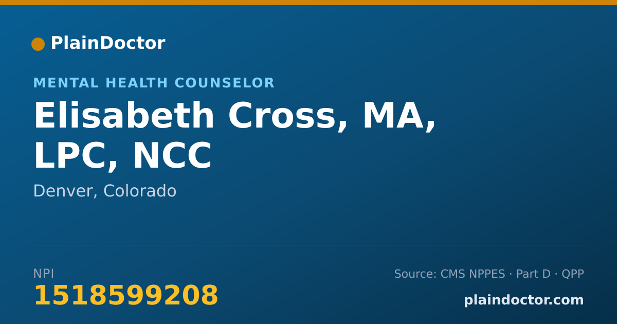 Shareable card for Elisabeth Cross, MA, LPC, NCC - Mental Health Counselor, Denver, CO