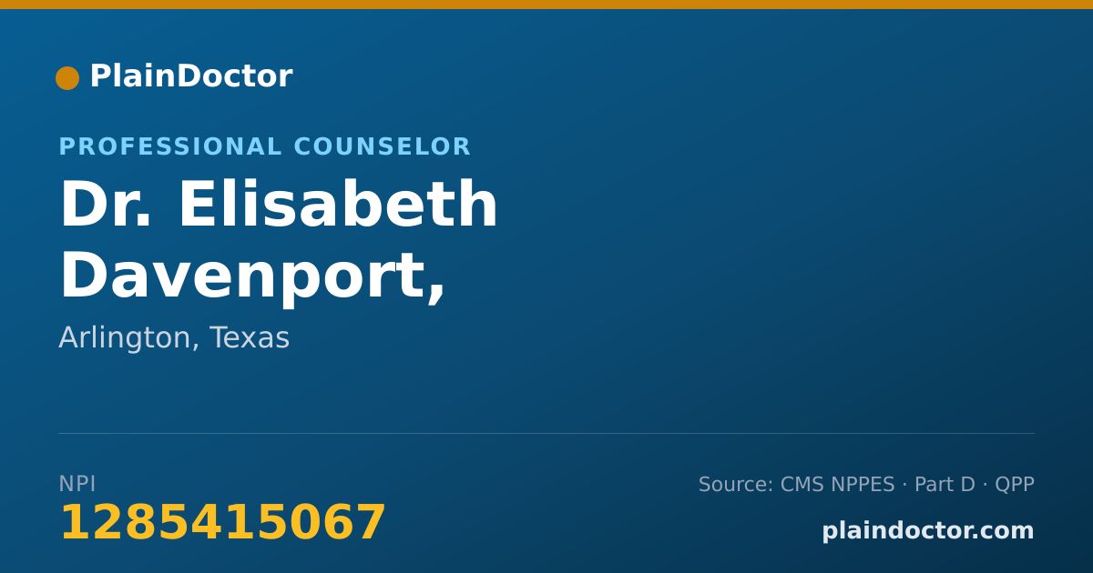 Shareable card for Elisabeth Davenport, LPC-ASSOCIATE - Professional Counselor, Arlington, TX