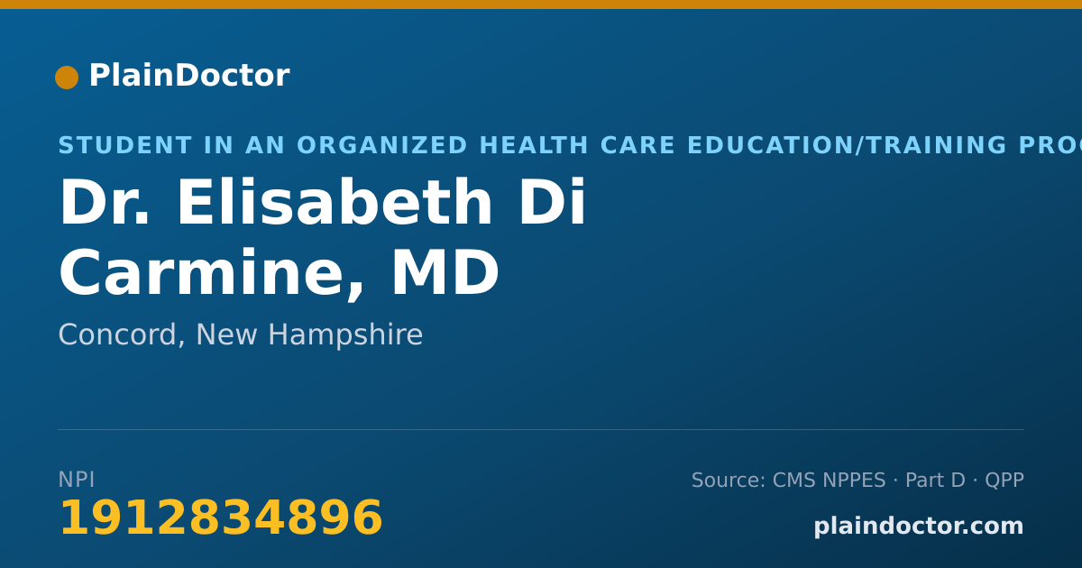 Shareable card for Elisabeth Di Carmine, MD - Student in an Organized Health Care Education/Training Program, Concord, NH