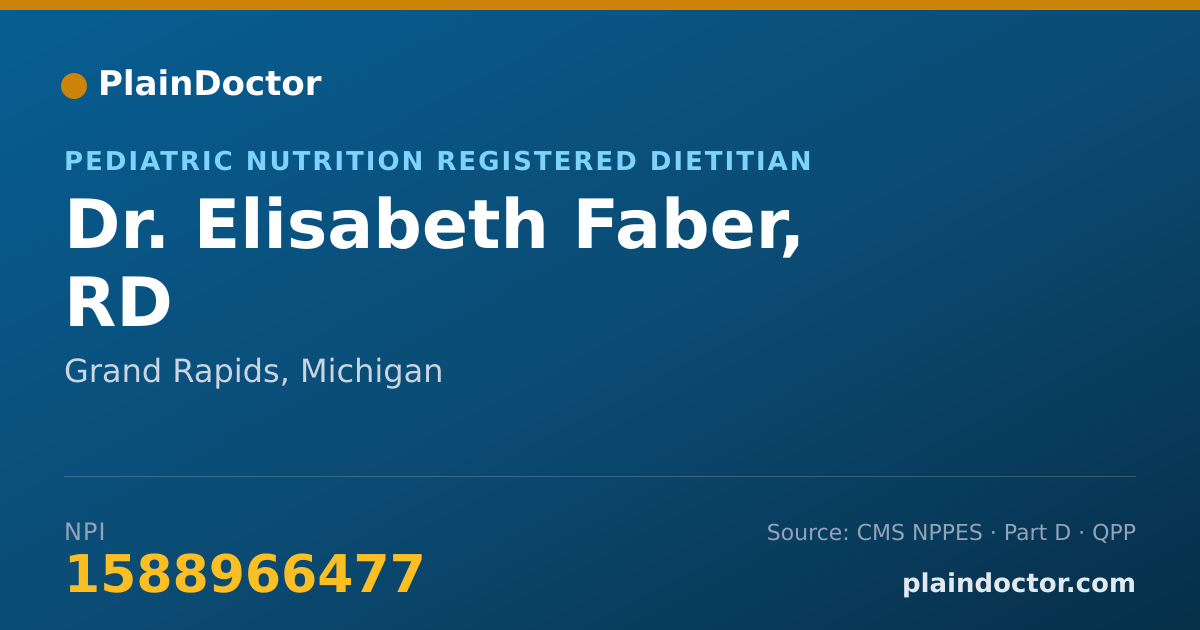 Shareable card for Elisabeth Faber, RD - Pediatric Nutrition Registered Dietitian, Grand Rapids, MI