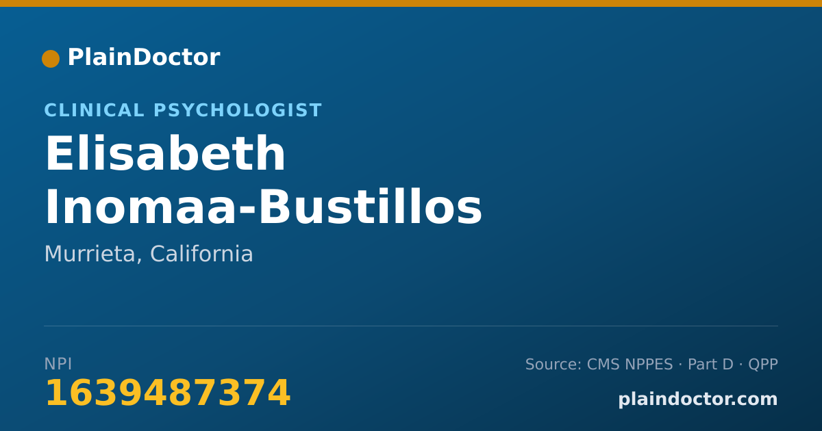 Shareable card for Elisabeth Inomaa-Bustillos - Clinical Psychologist, Murrieta, CA