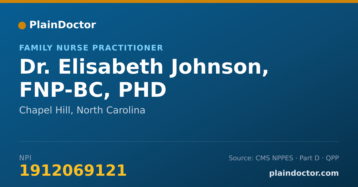 Shareable card for Elisabeth Johnson, FNP-BC, PHD - Family Nurse Practitioner, Chapel Hill, NC