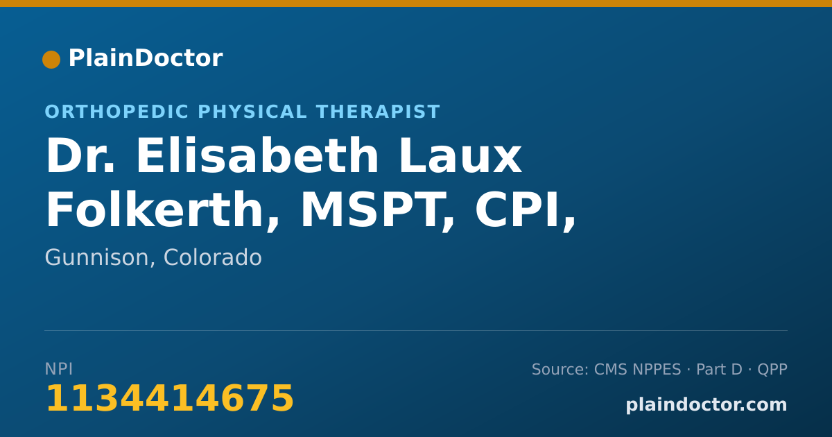 Shareable card for Elisabeth Laux Folkerth, MSPT, CPI, CSD - Orthopedic Physical Therapist, Gunnison, CO