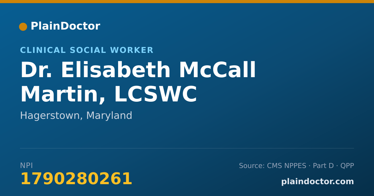 Shareable card for Elisabeth McCall Martin, LCSWC - Clinical Social Worker, Hagerstown, MD