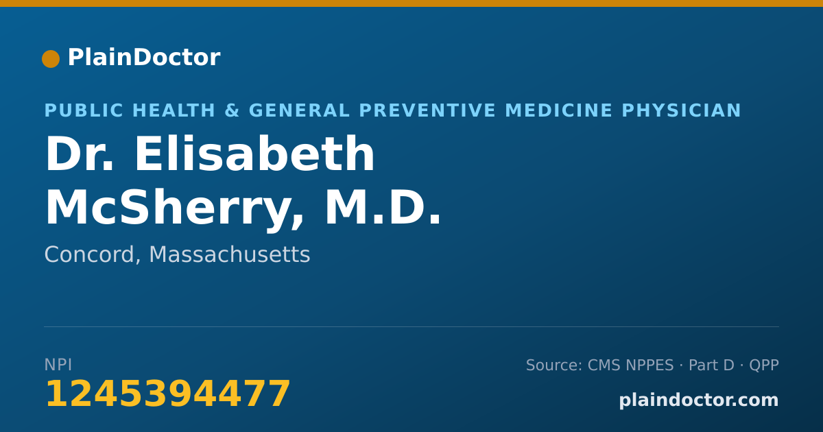 Shareable card for Elisabeth McSherry, M.D. - Public Health & General Preventive Medicine Physician, Concord, MA