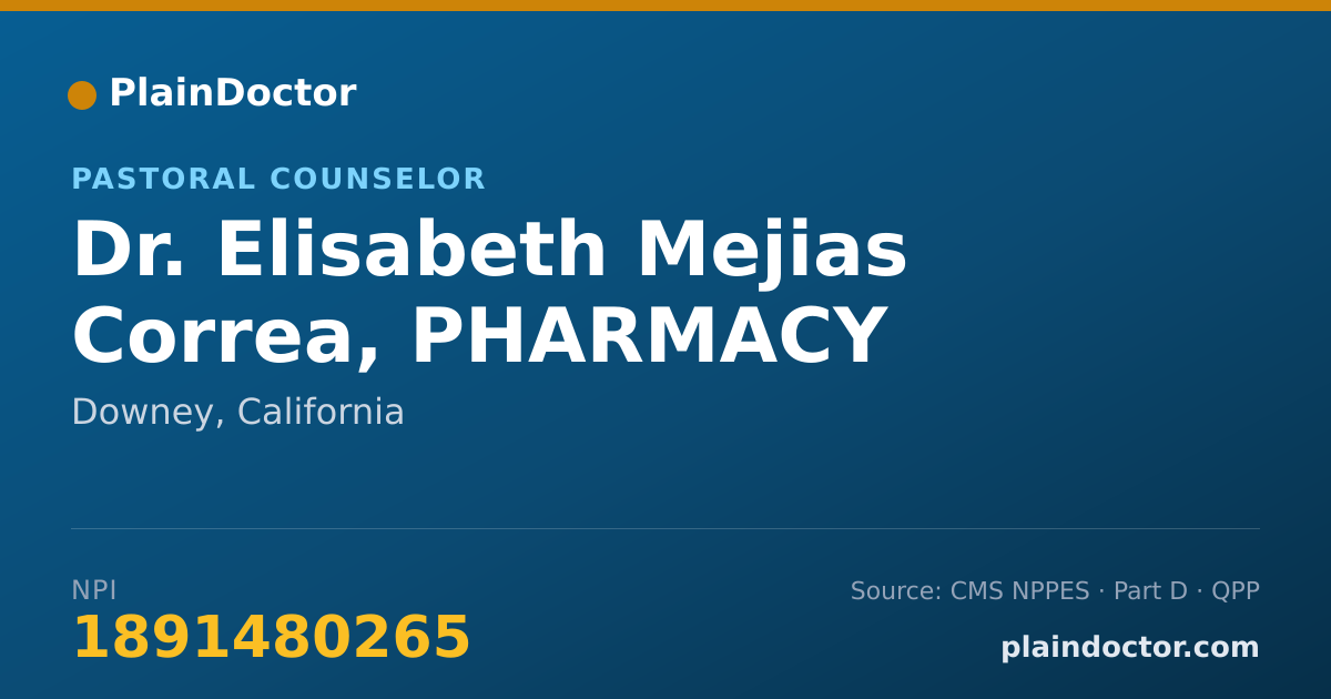 Shareable card for Elisabeth Mejias Correa, PHARMACY TECHNICIAN - Pastoral Counselor, Downey, CA