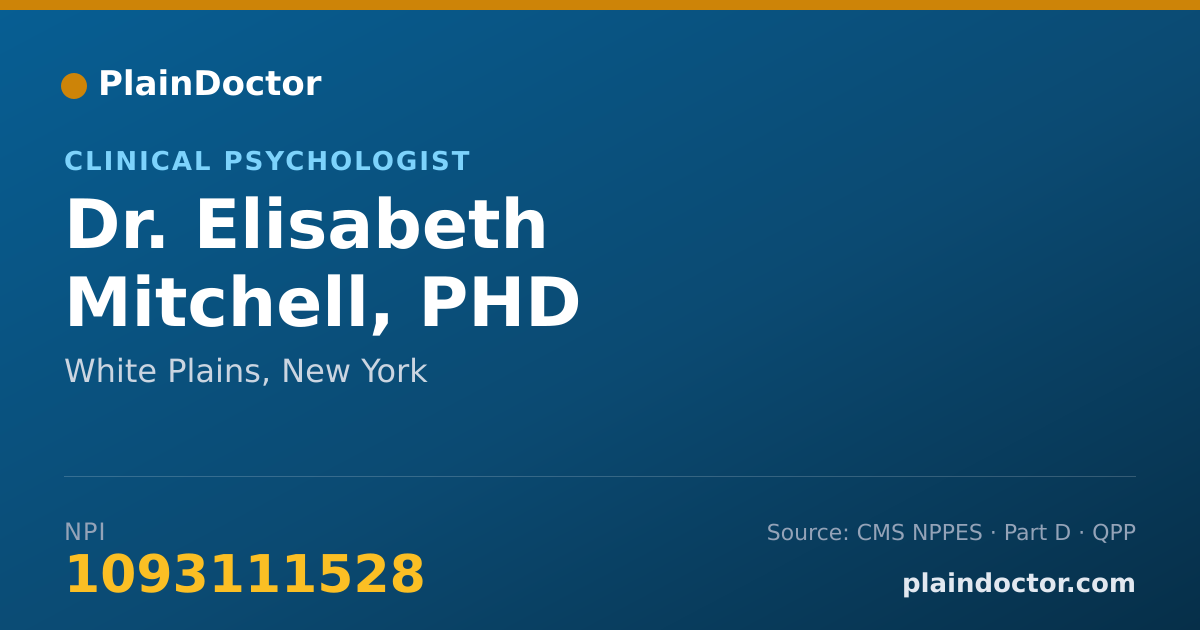 Shareable card for Elisabeth Mitchell, PHD - Clinical Psychologist, White Plains, NY