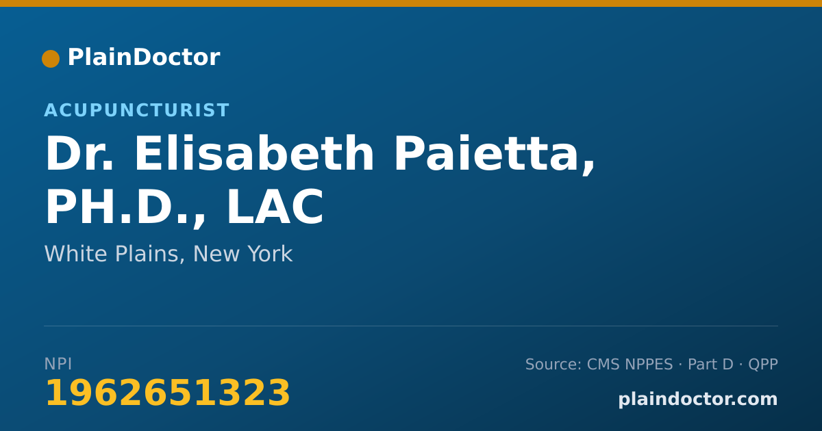 Shareable card for Elisabeth Paietta, PH.D., LAC - Acupuncturist, White Plains, NY
