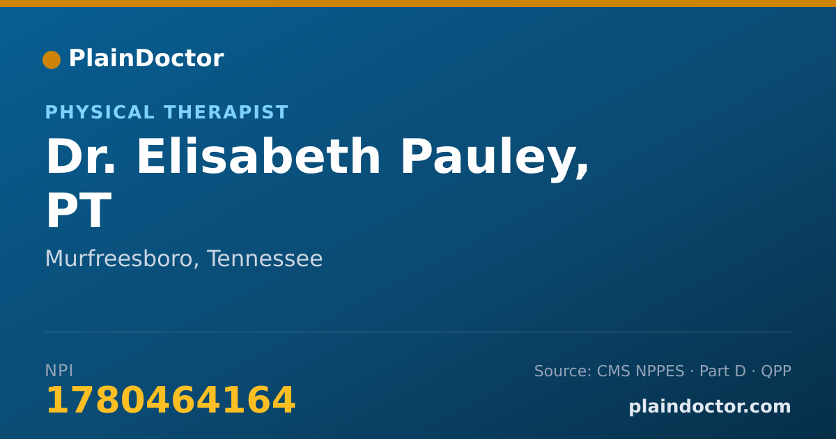 Shareable card for Elisabeth Pauley, PT - Physical Therapist, Murfreesboro, TN
