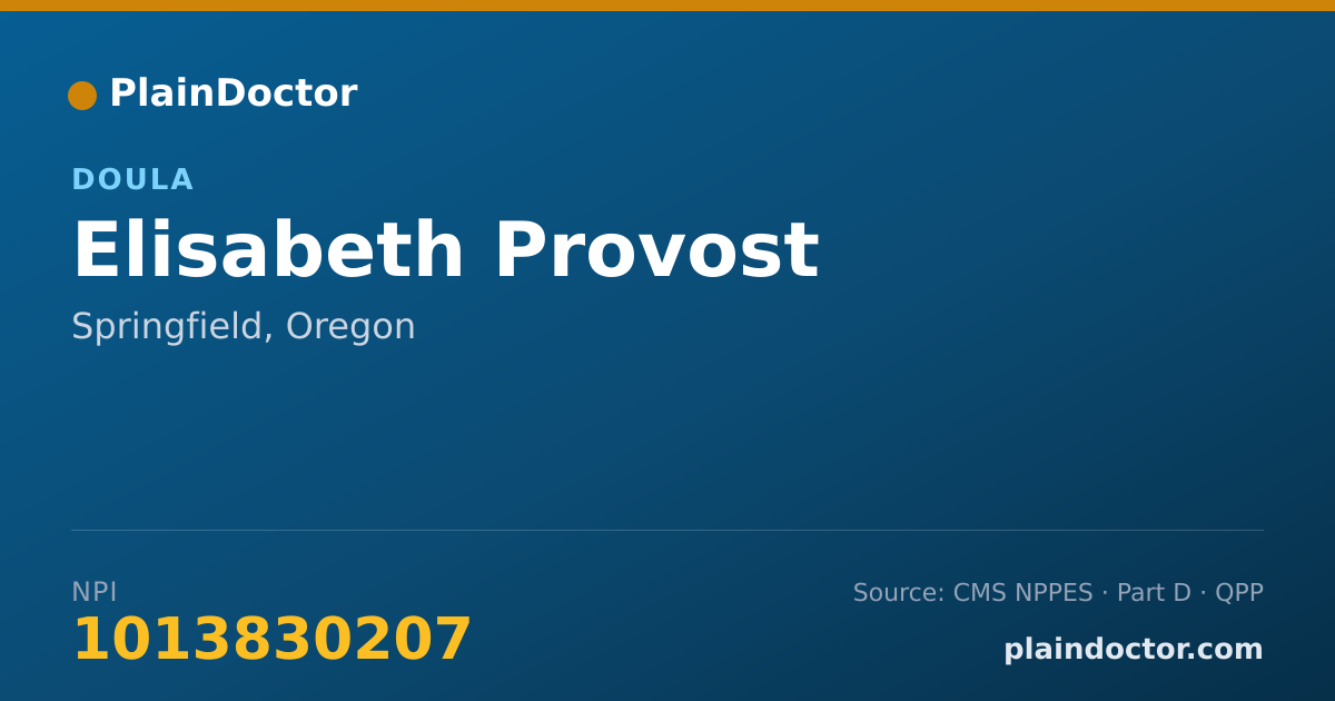 Shareable card for Elisabeth Provost - Doula, Springfield, OR