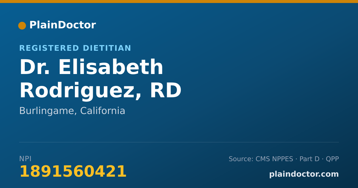 Shareable card for Elisabeth Rodriguez, RD - Registered Dietitian, Burlingame, CA