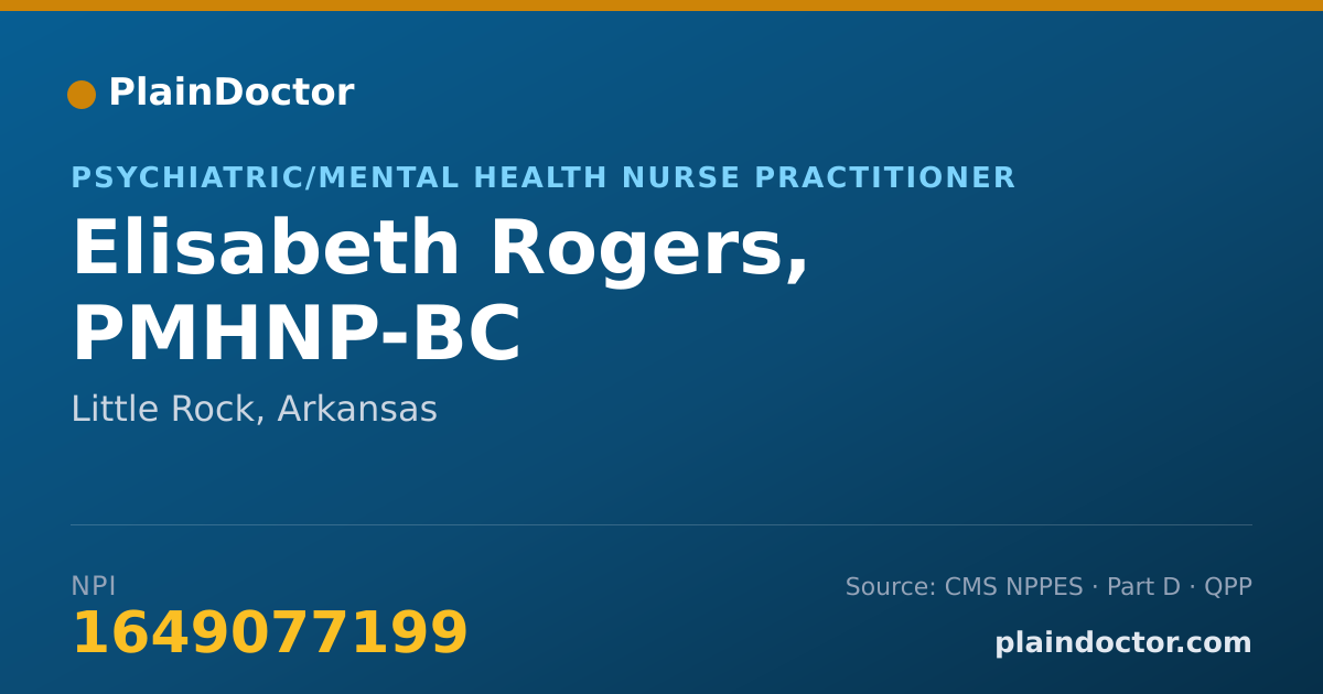 Shareable card for Elisabeth Rogers, PMHNP-BC - Psychiatric/Mental Health Nurse Practitioner, Little Rock, AR