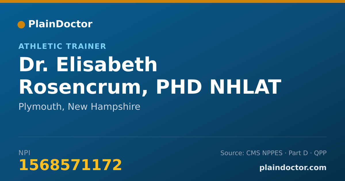 Shareable card for Elisabeth Rosencrum, PHD NHLAT ATC CSCS - Athletic Trainer, Plymouth, NH
