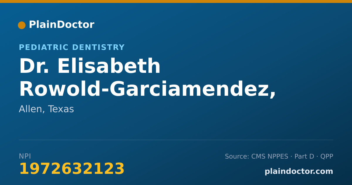 Shareable card for Elisabeth Rowold-Garciamendez, D.D.S., M.S. - Pediatric Dentistry, Allen, TX