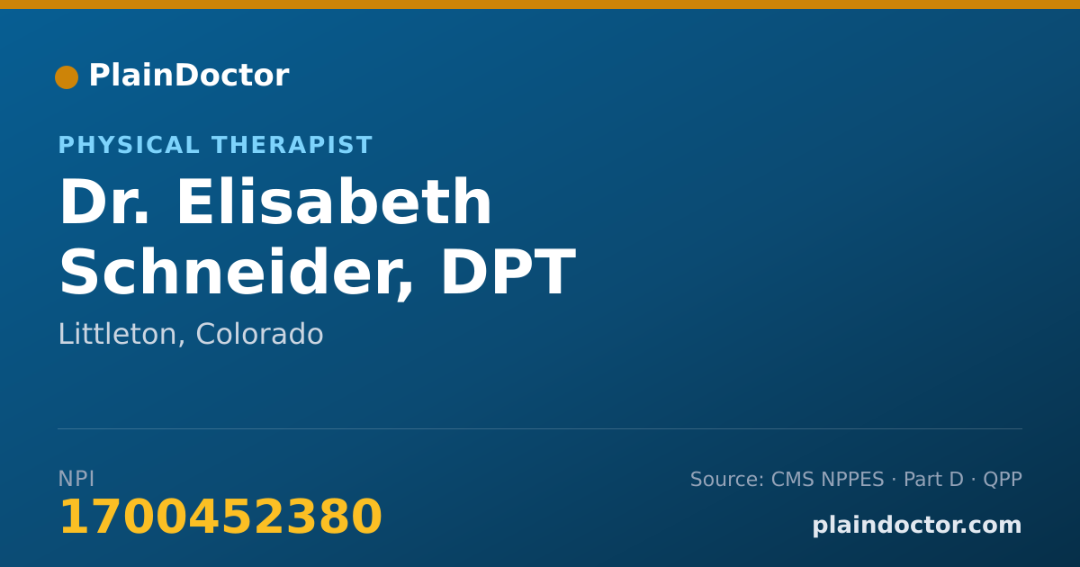 Shareable card for Elisabeth Schneider, DPT - Physical Therapist, Littleton, CO