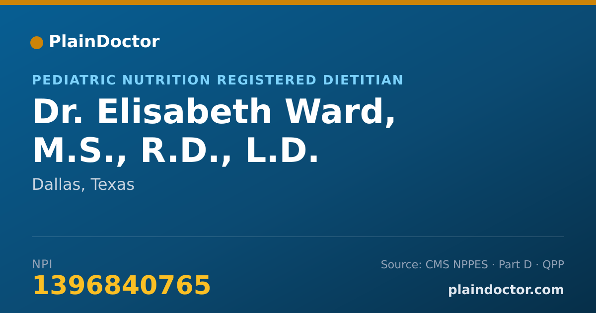 Shareable card for Elisabeth Ward, M.S., R.D., L.D. - Pediatric Nutrition Registered Dietitian, Dallas, TX