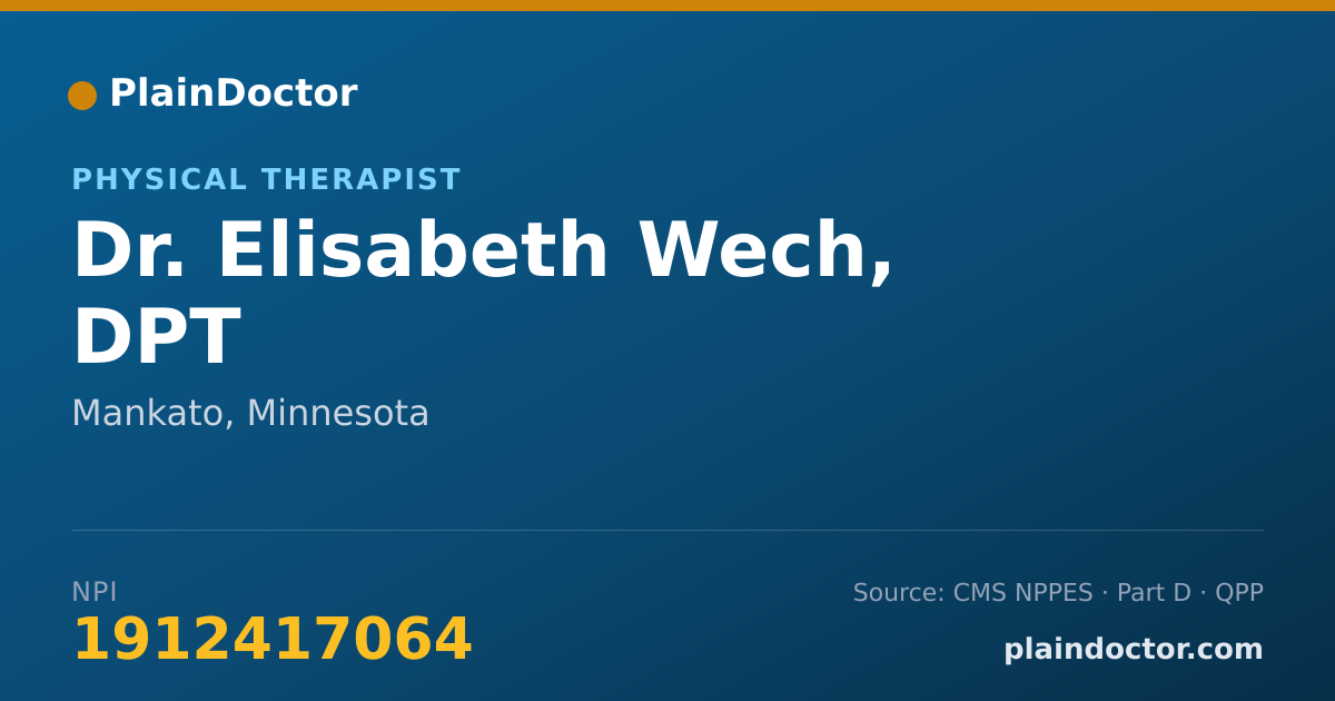 Shareable card for Elisabeth Wech, DPT - Physical Therapist, Mankato, MN