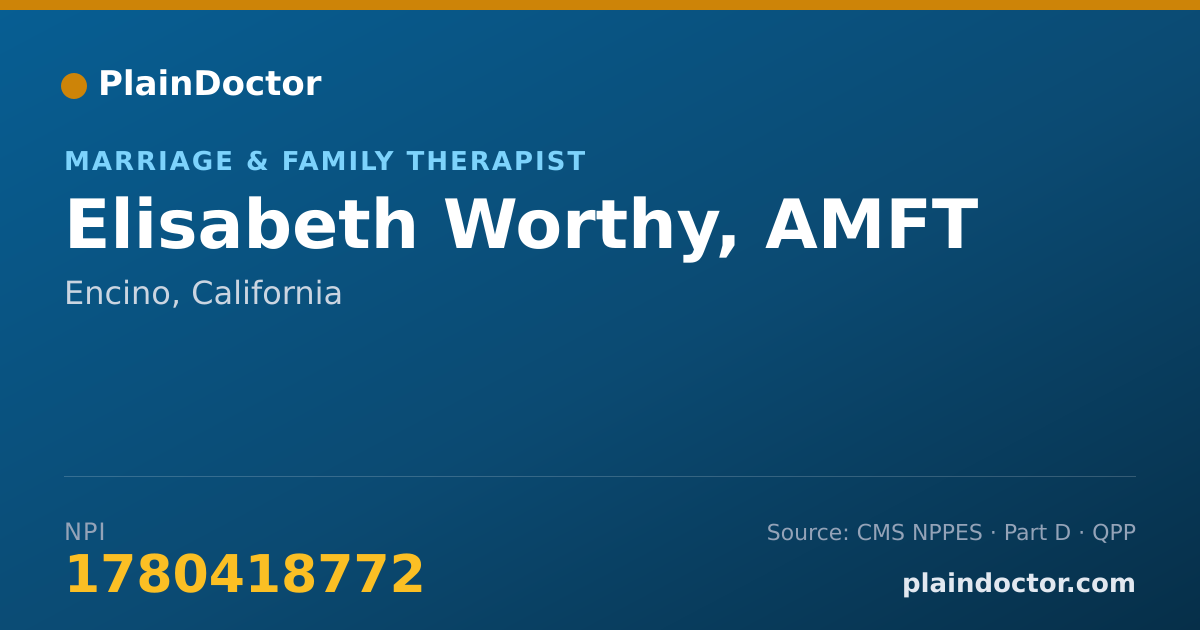 Shareable card for Elisabeth Worthy, AMFT - Marriage & Family Therapist, Encino, CA