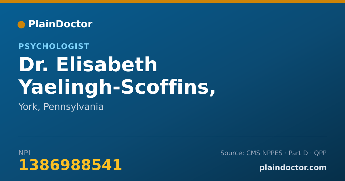 Shareable card for Elisabeth Yaelingh-Scoffins, PH.D. - Psychologist, York, PA